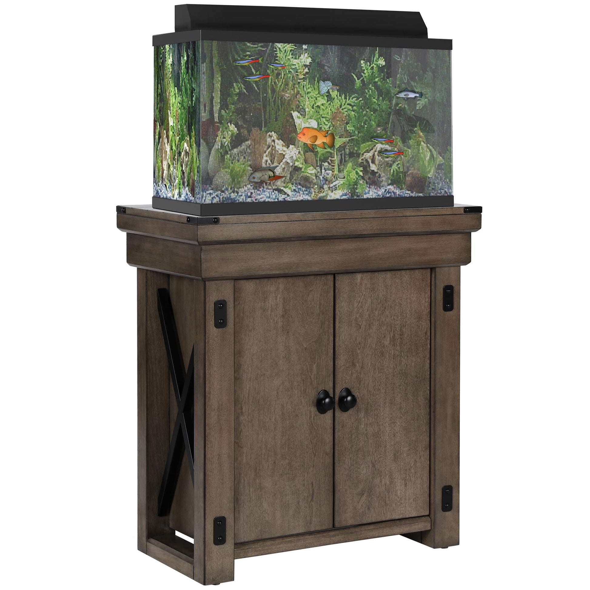 Wildwood 20 Gallon Aquarium Stand with 2 Doors and 2 Shelves - Rustic Gray