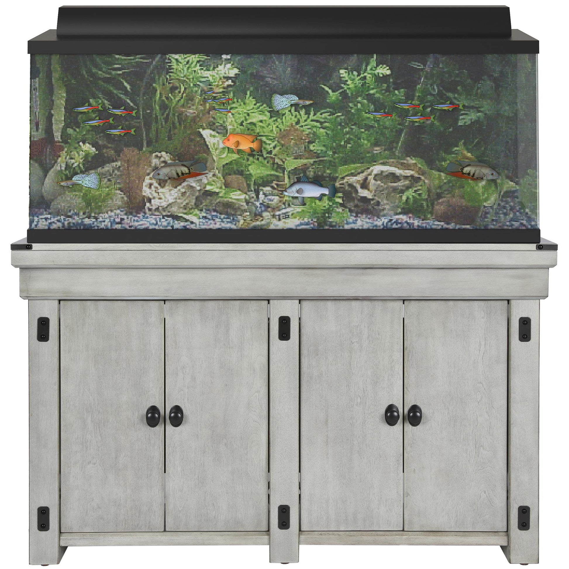 Wildwood 55 Gallon Aquarium Stand with 4 Doors and 4 Shelves - Rustic White