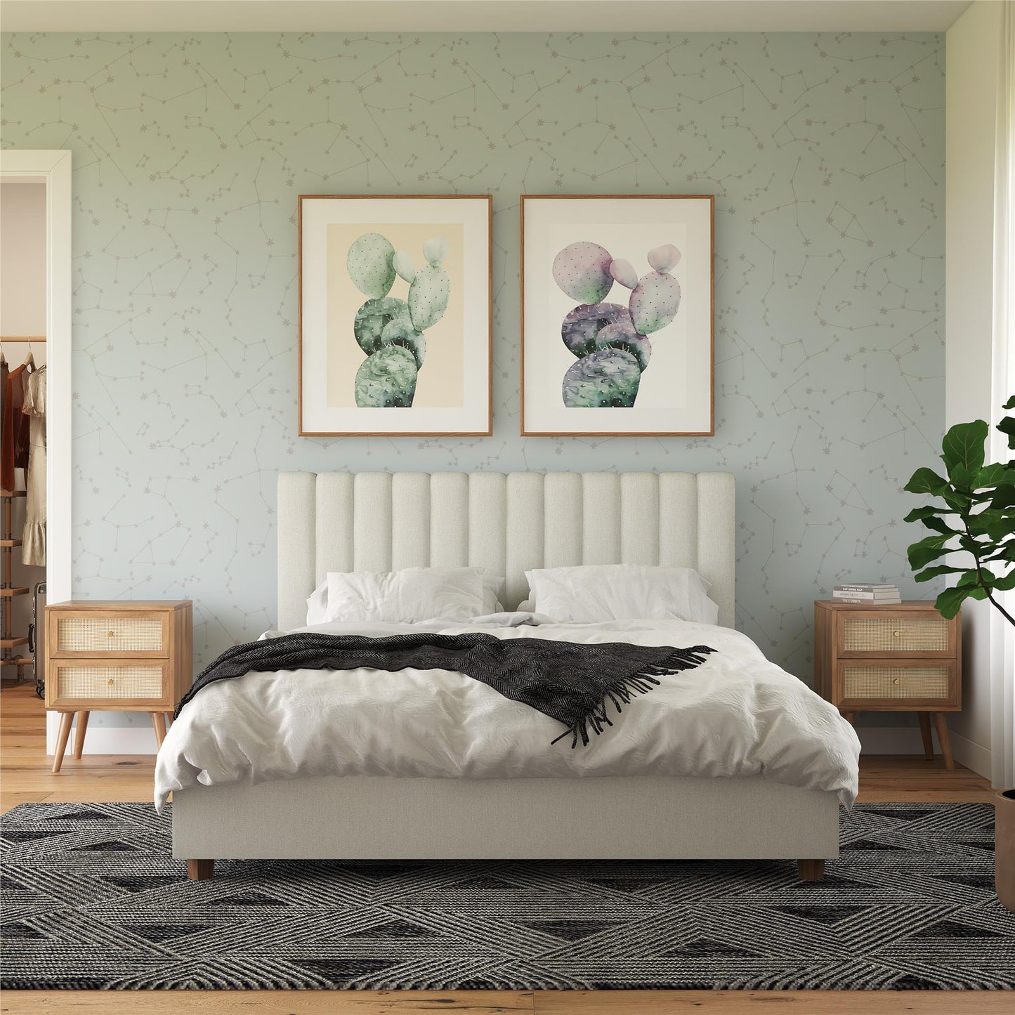 Brittany Upholstered Bed - Gray - Queen