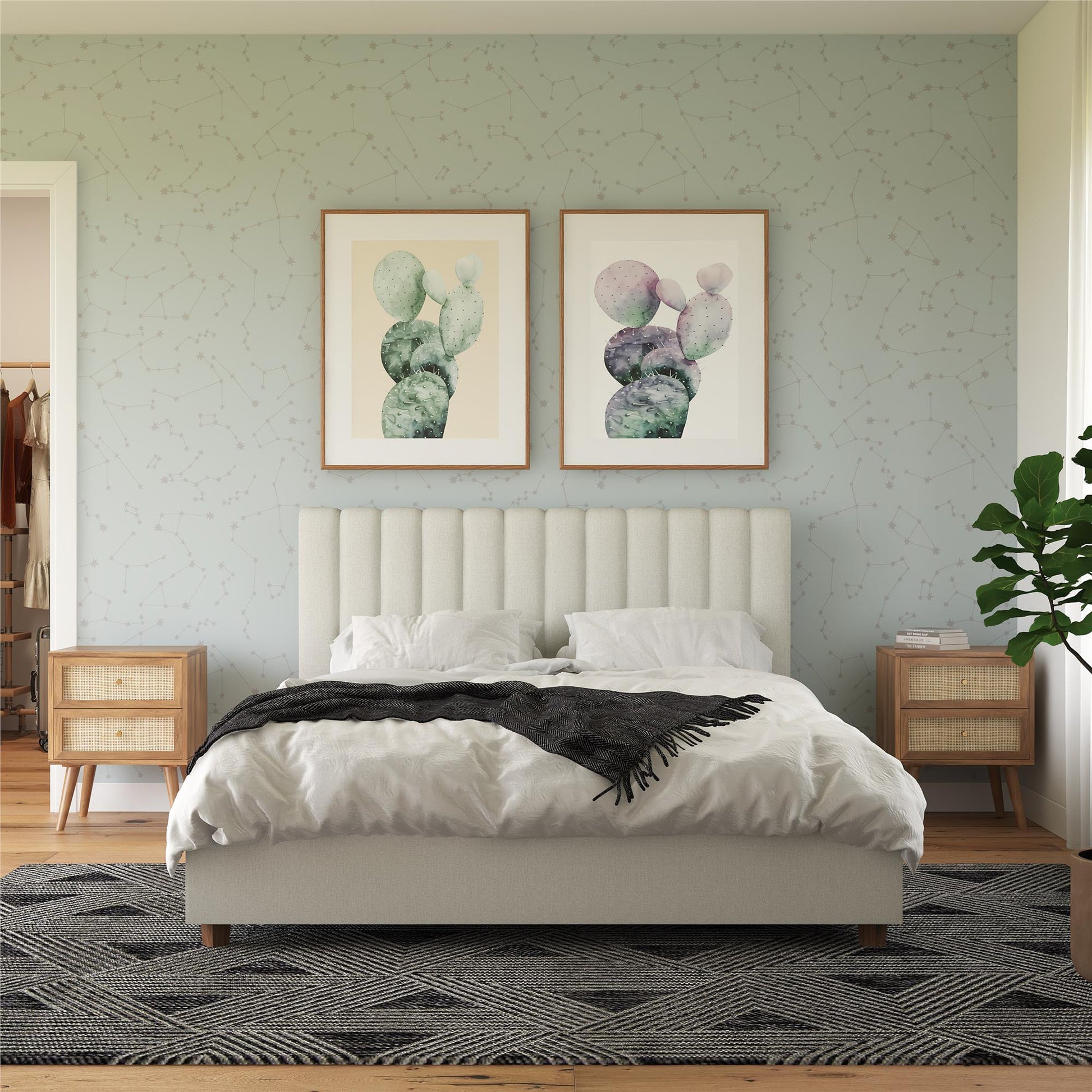 Brittany Upholstered Bed - Gray - Queen