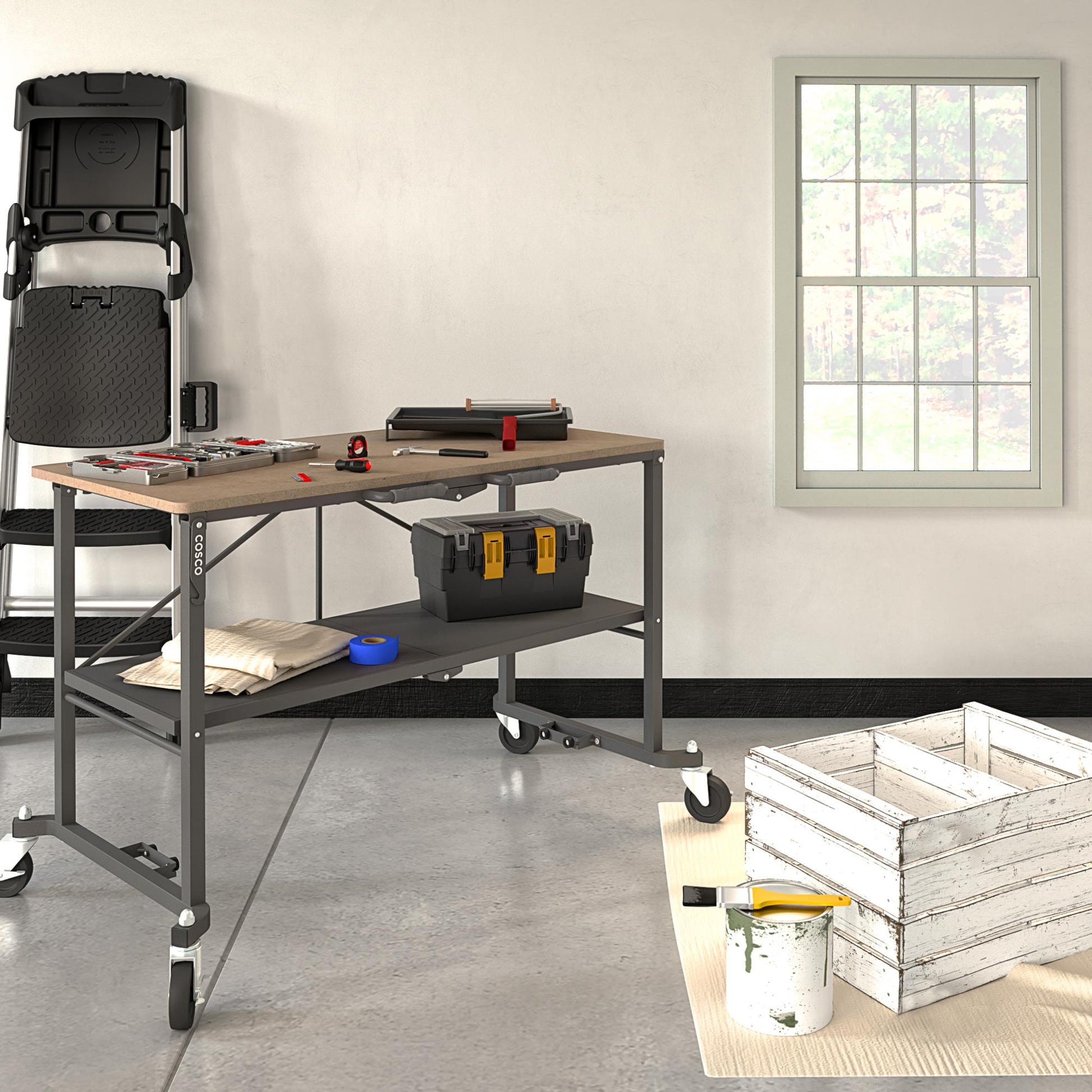 SmartFold Portable Workbench Folding Utility Table - Dark Gray