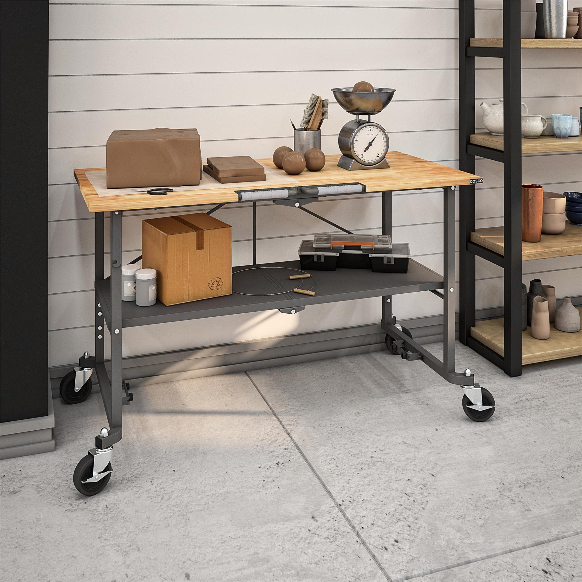SmartFold Folding Portable Workbench and Utility Table - Gray