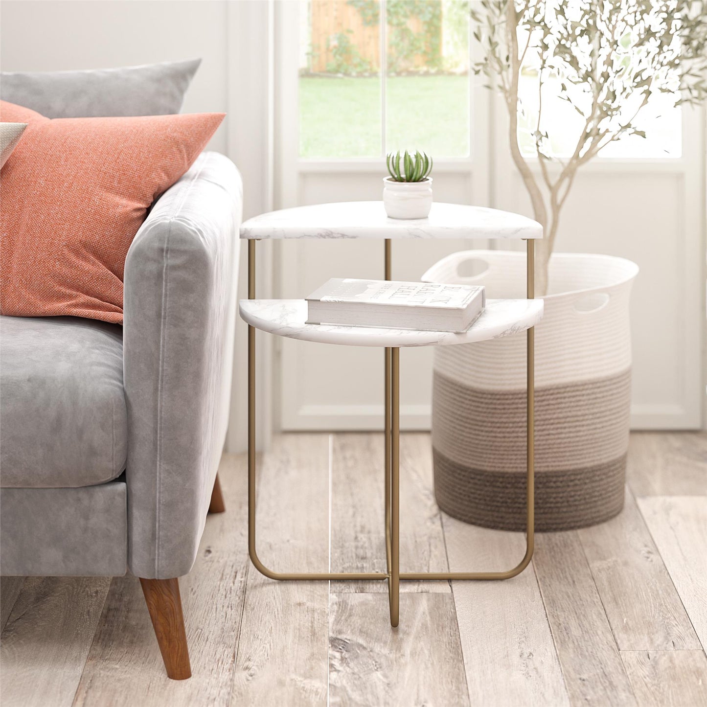 Athena End Table - White marble