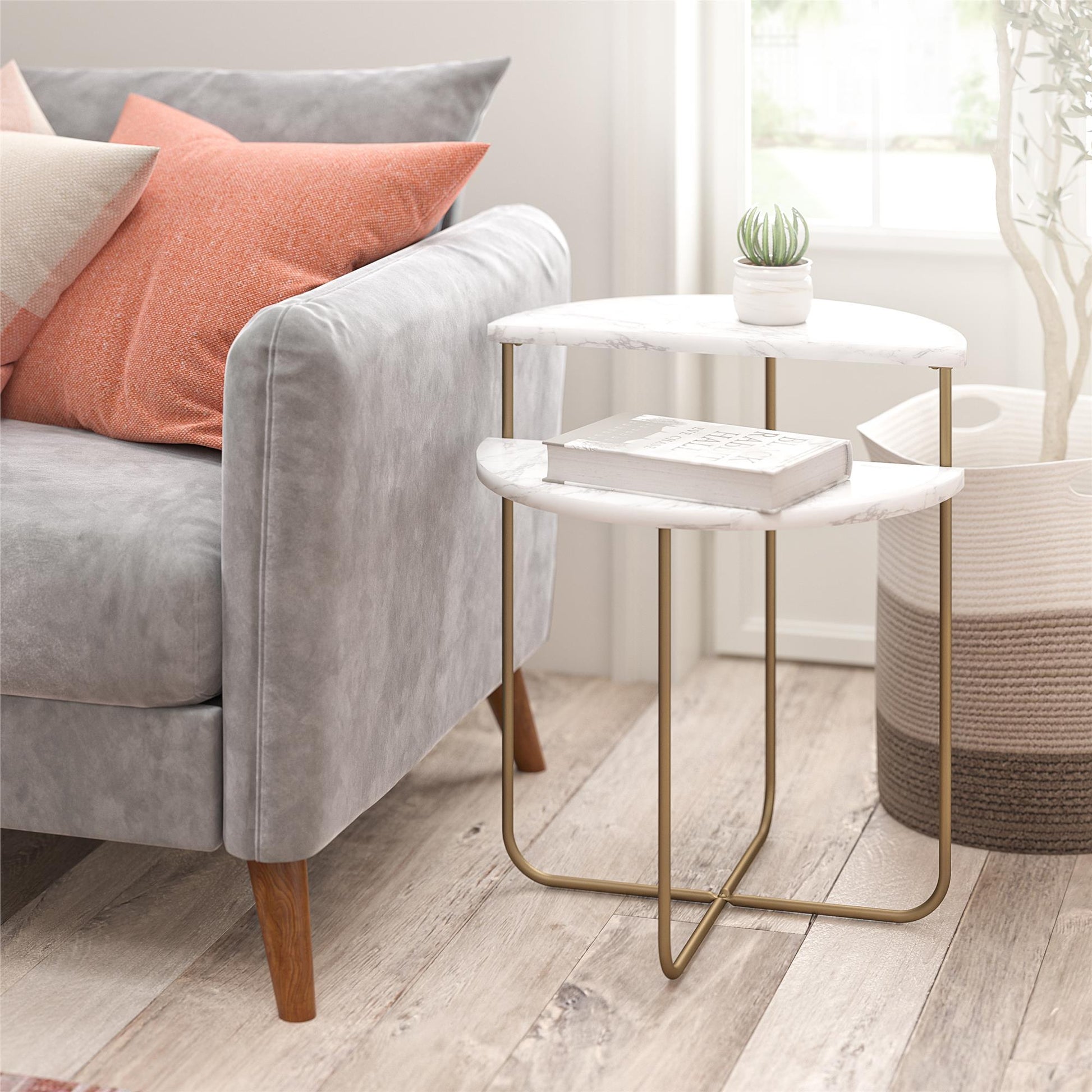 Athena End Table - White marble