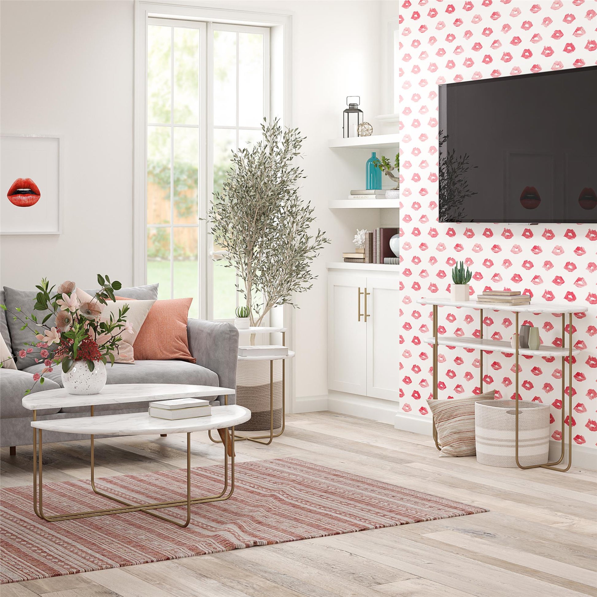 Athena End Table - White marble
