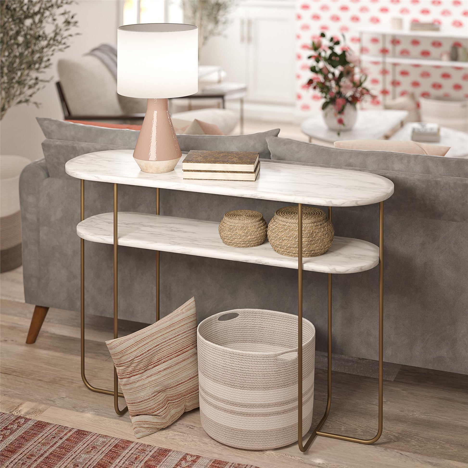 Athena Console Table - White marble