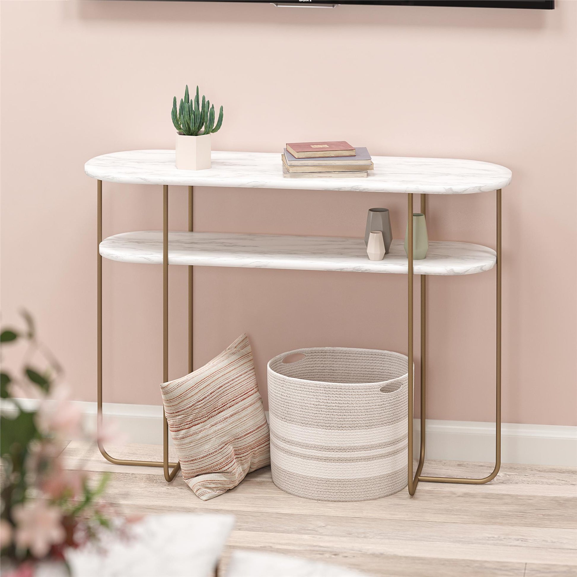 Athena Console Table - White marble