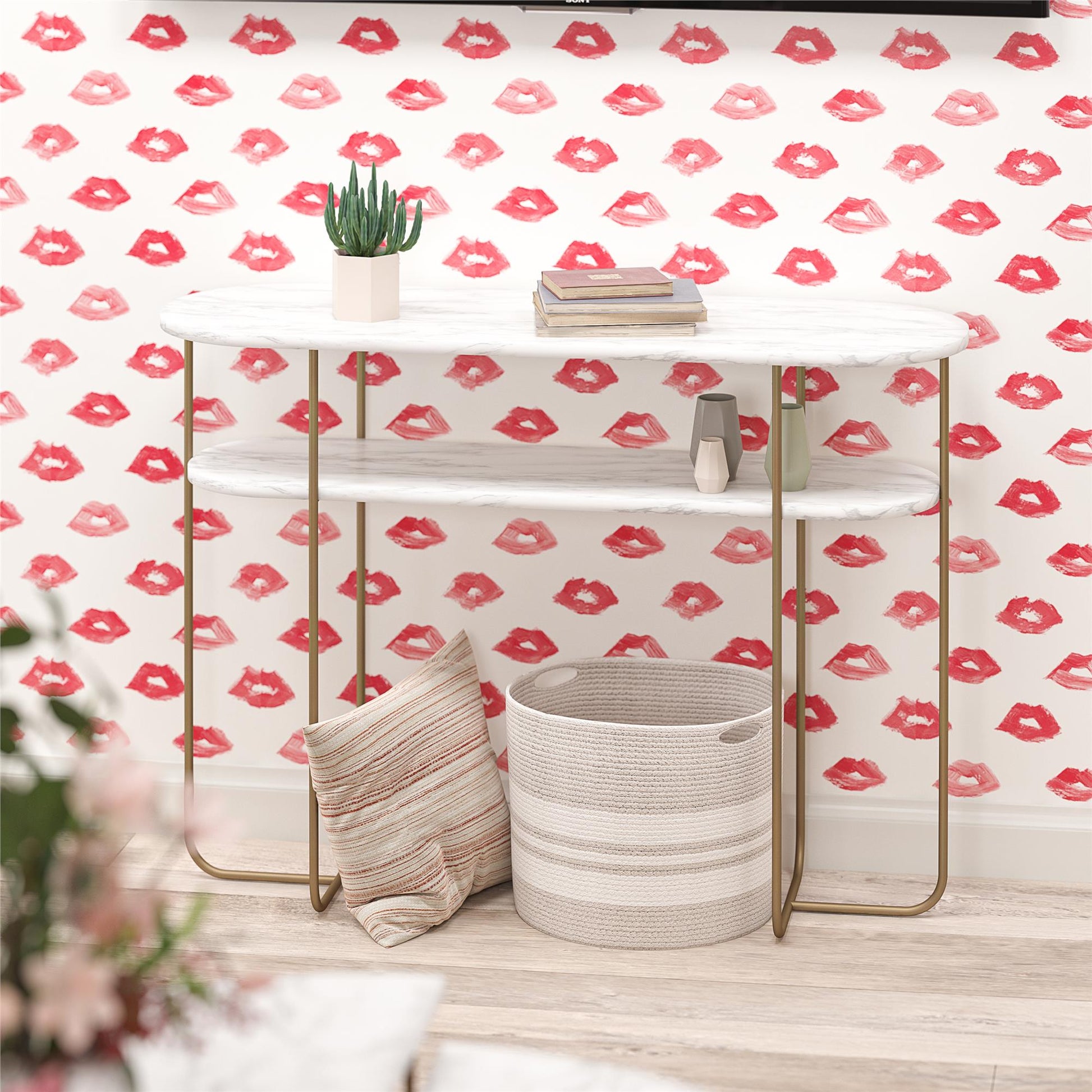 Athena Console Table - White marble