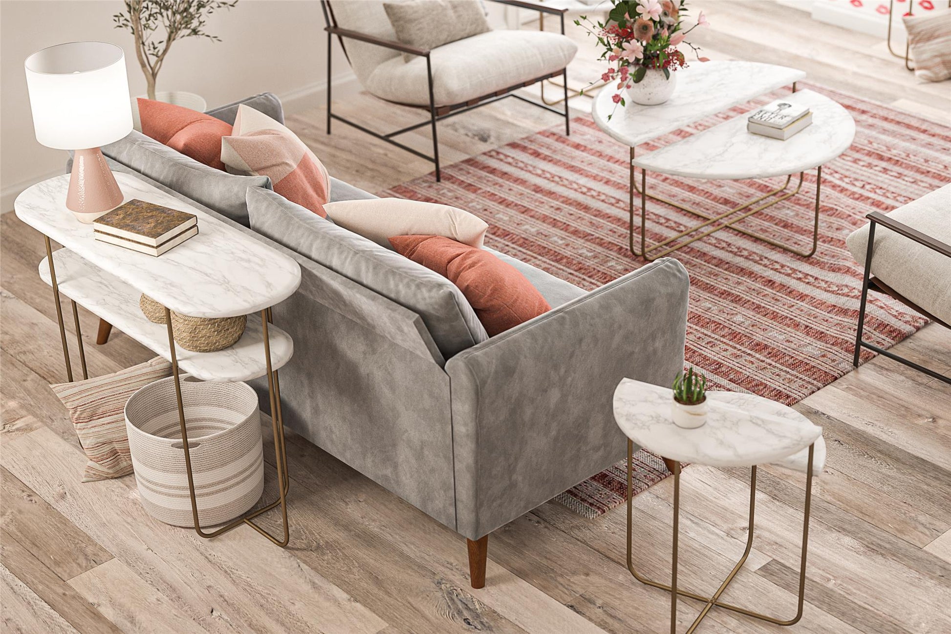Athena Console Table - White marble