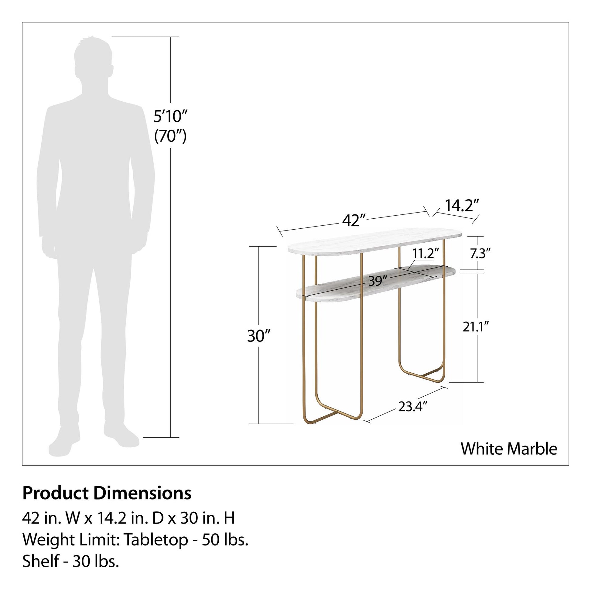 Athena Console Table - White marble