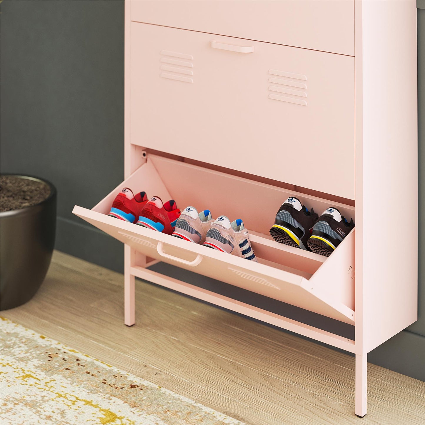 Mission District 3 Door Shoe Storage - Pale Pink
