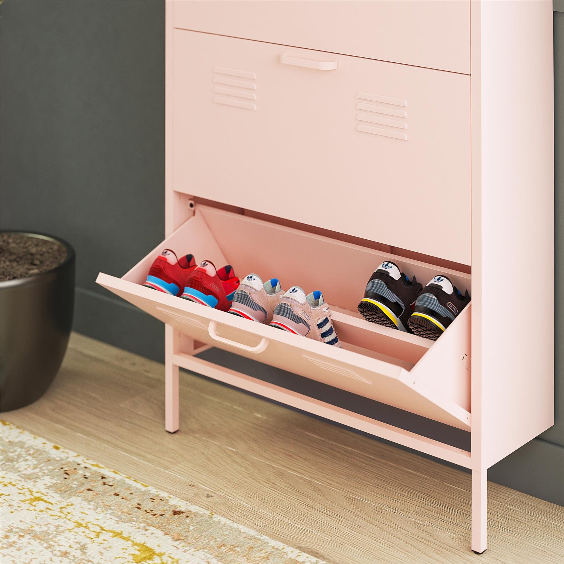 Mission District 3 Door Shoe Storage - Pale Pink
