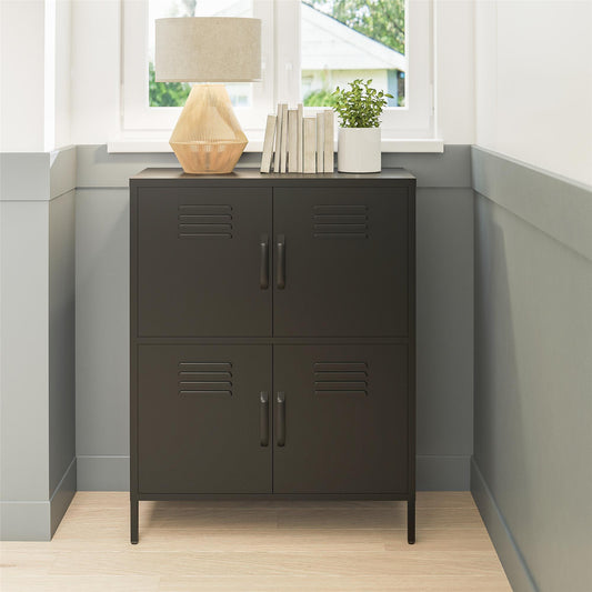 Mission District 4 Door Cabinet - Black
