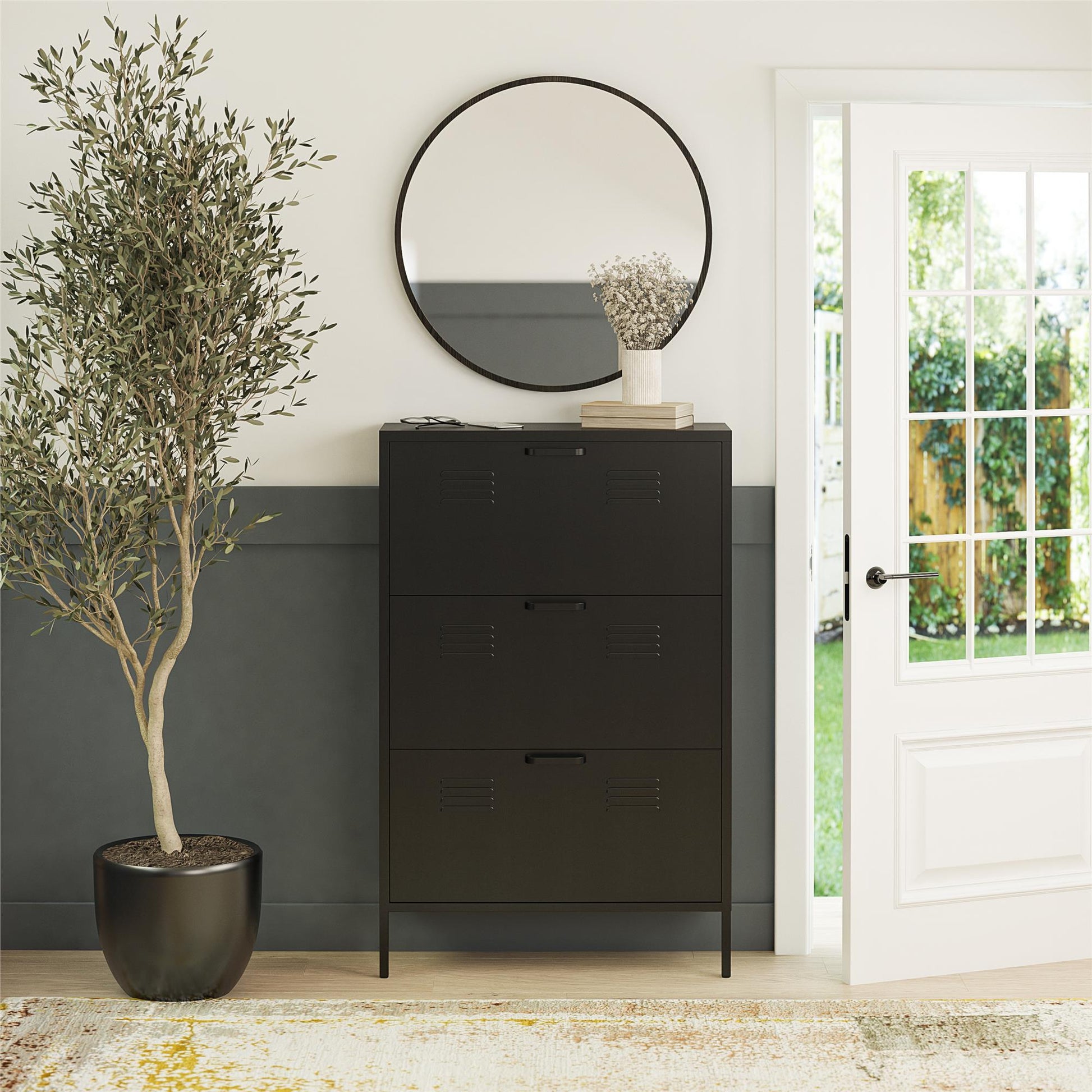 Mission District 3 Door Shoe Storage - Black