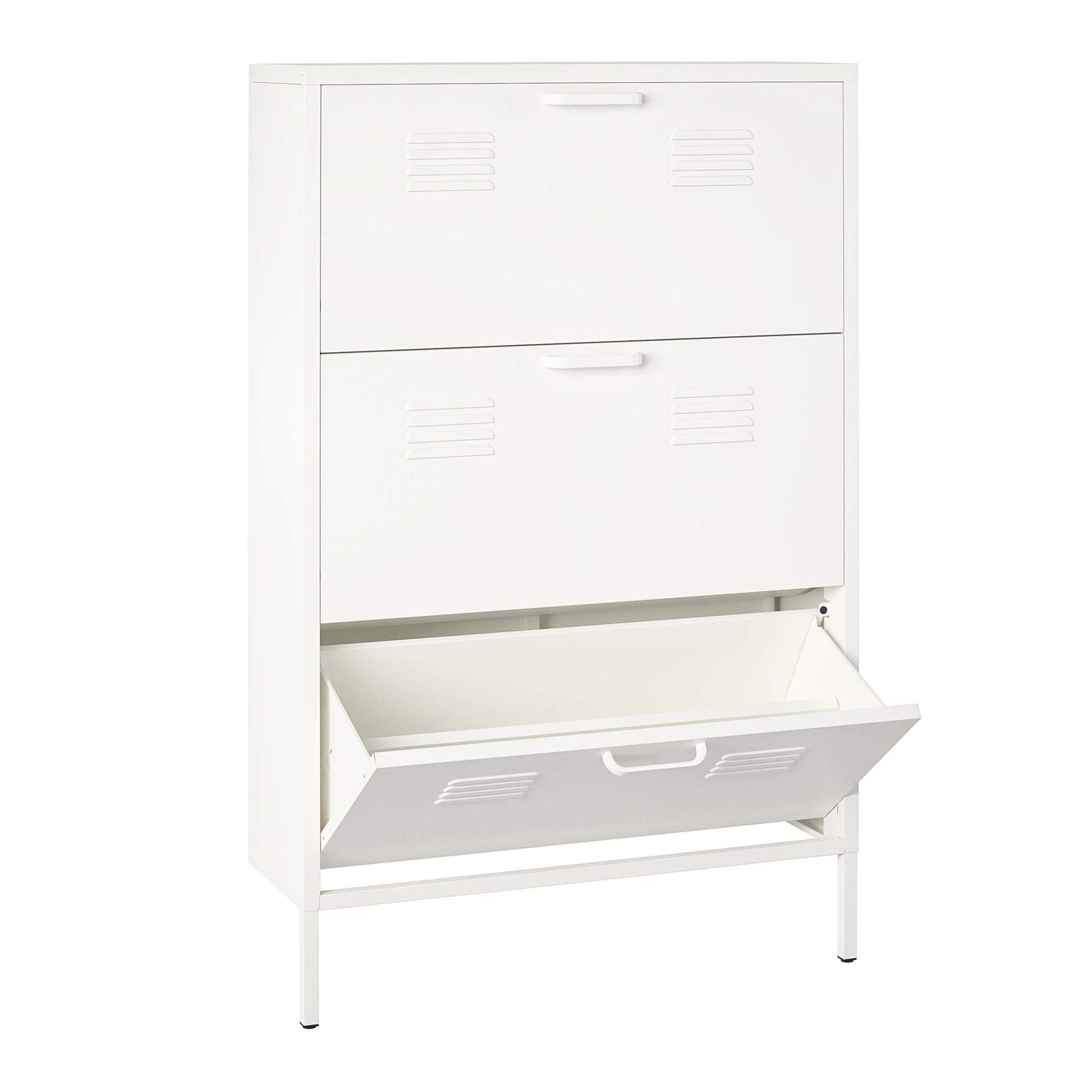 Mission District 3 Door Shoe Storage - White