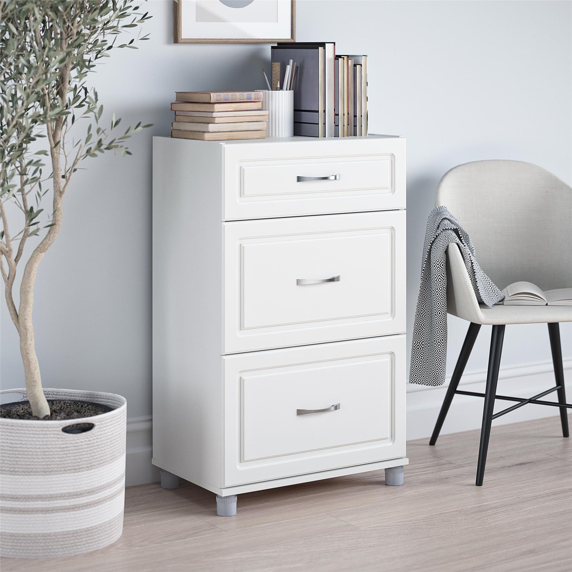Kendall 24 Inch Multipurpose 3 Drawer Base Storage Cabinet - White