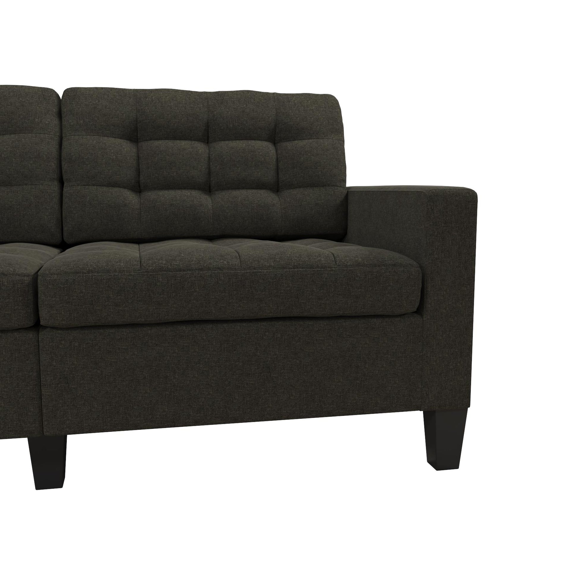 Emily Upholstered Sofa Couch with Deep Tufted Cushions - Gray