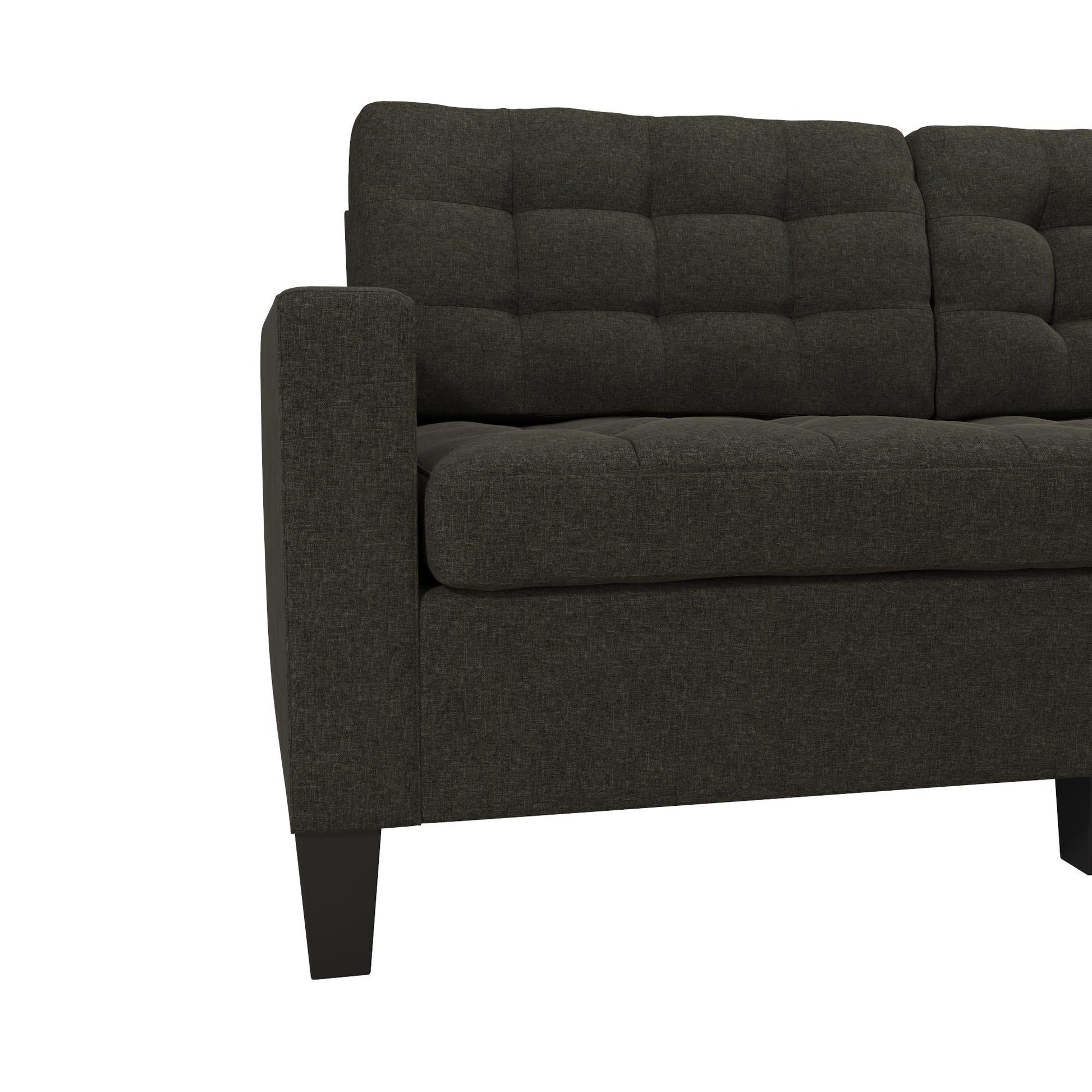 Emily Upholstered Sofa Couch with Deep Tufted Cushions - Gray