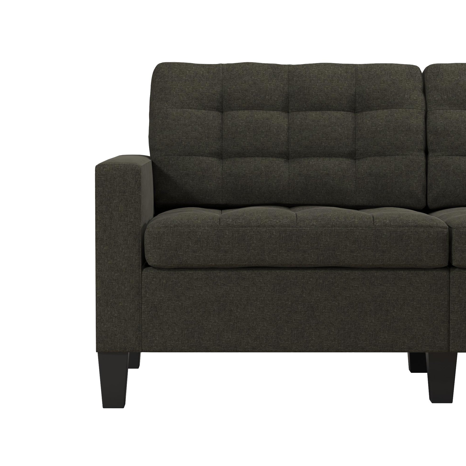 Emily Upholstered Sofa Couch with Deep Tufted Cushions - Gray