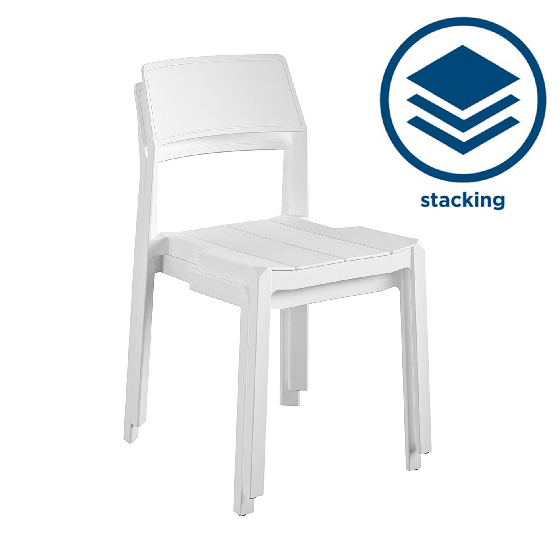 Poolside Collection Chandler Stacking Dining Chairs Indoor/Outdoor, Set of 2 - White - 2-Pack