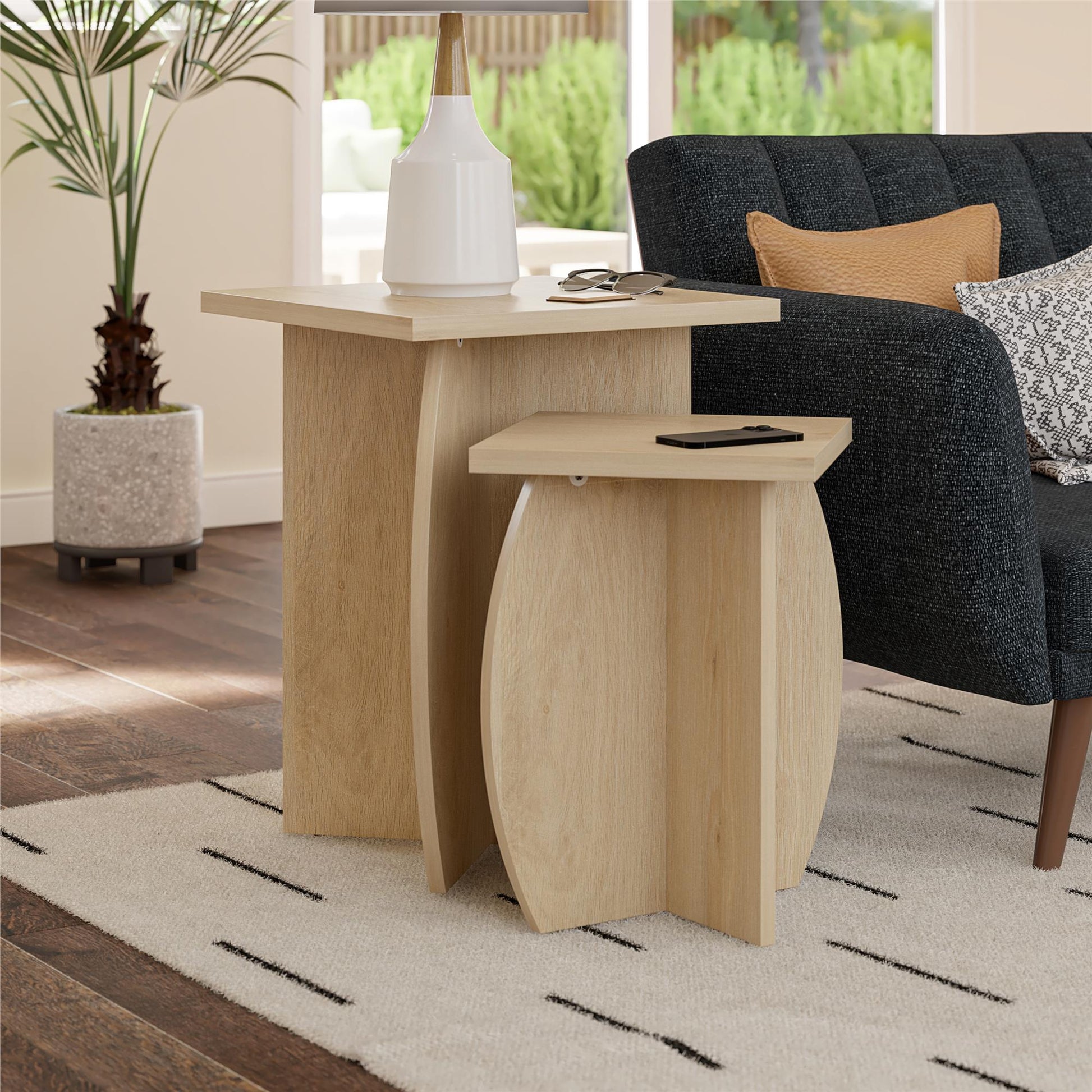 Voler Set of 2 Nesting End Tables, Light Oak - Blonde Oak