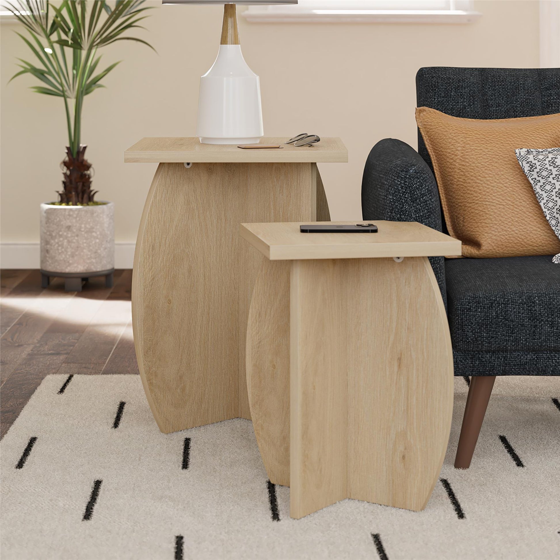 Voler Set of 2 Nesting End Tables, Light Oak - Blonde Oak