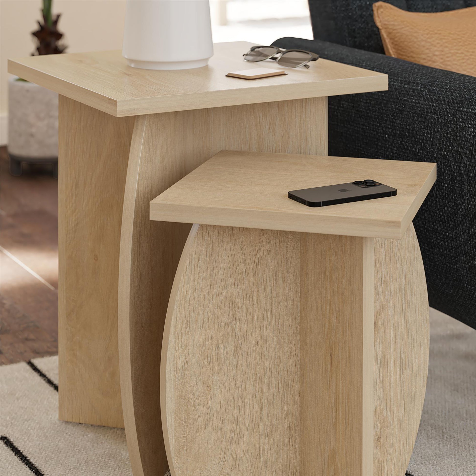 Voler Set of 2 Nesting End Tables, Light Oak - Blonde Oak