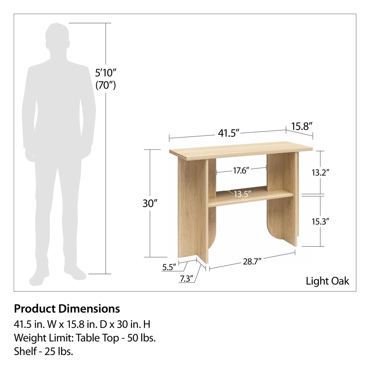 Voler Console Table, Light Oak - Blonde Oak
