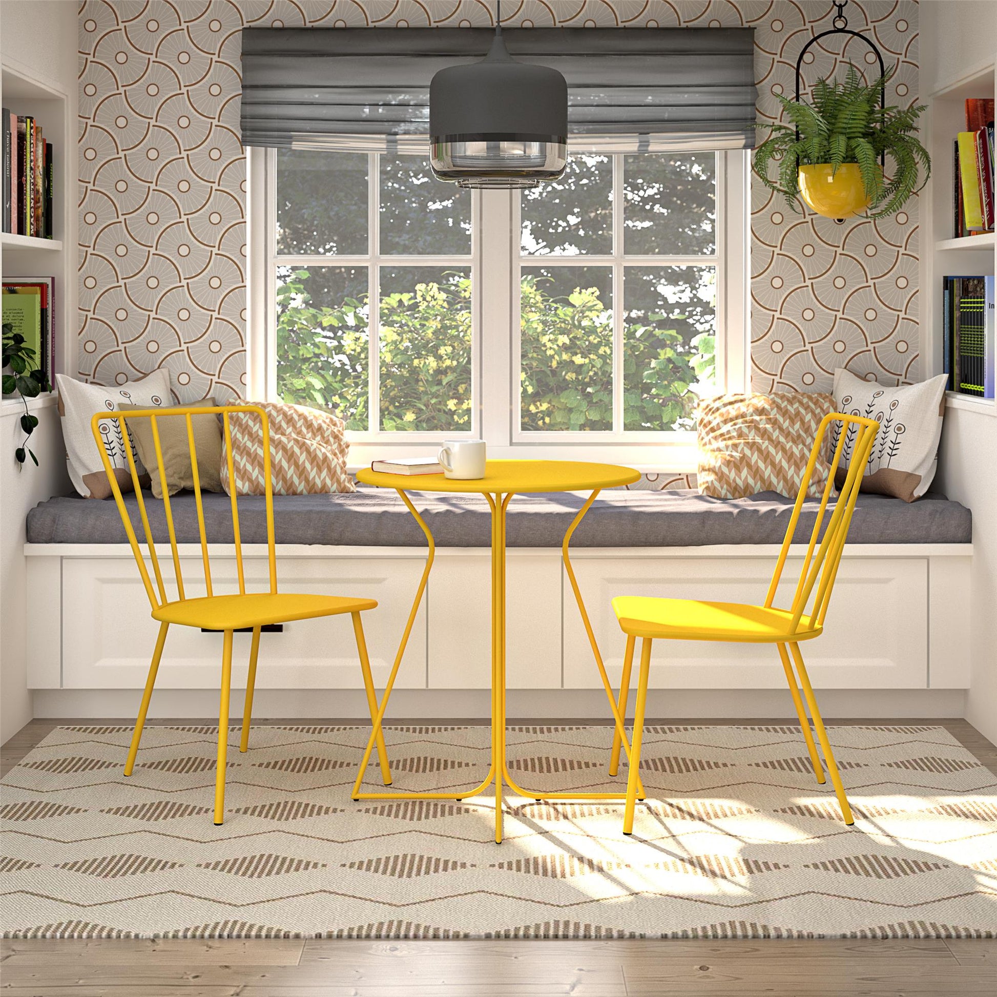 Novogratz Poolside Gossip Collection, Heidi Outdoor/Indoor Bistro Set, 3 Piece, Yellow - Yellow