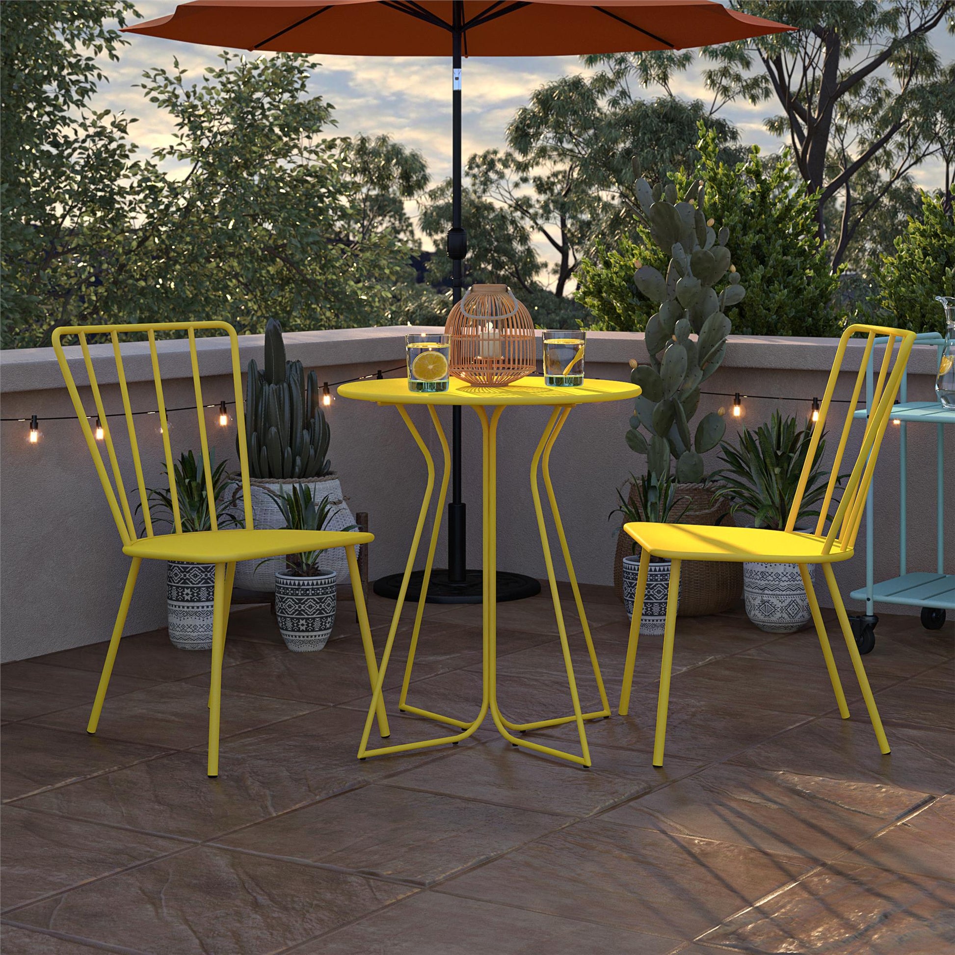 Novogratz Poolside Gossip Collection, Heidi Outdoor/Indoor Bistro Set, 3 Piece, Yellow - Yellow
