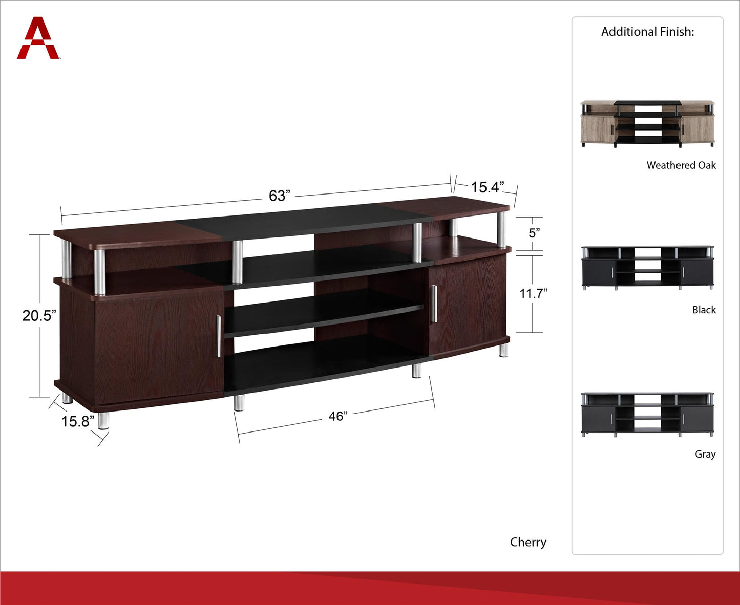 Carson Contemporary TV Stand for TVs up to 70 Inch  - Distressed Gray Oak