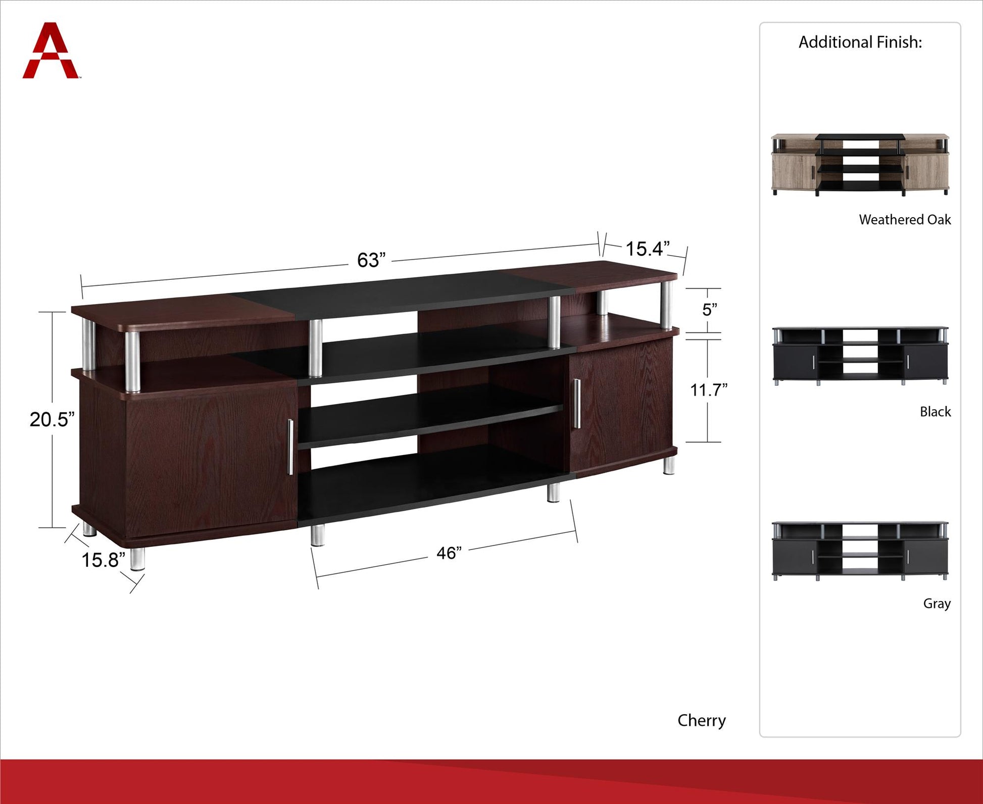 Carson Contemporary TV Stand for TVs up to 70 Inch  - Distressed Gray Oak