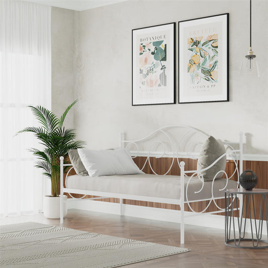 Victoria Metal Daybed with 15 Inch Clearance for Storage - White - Twin