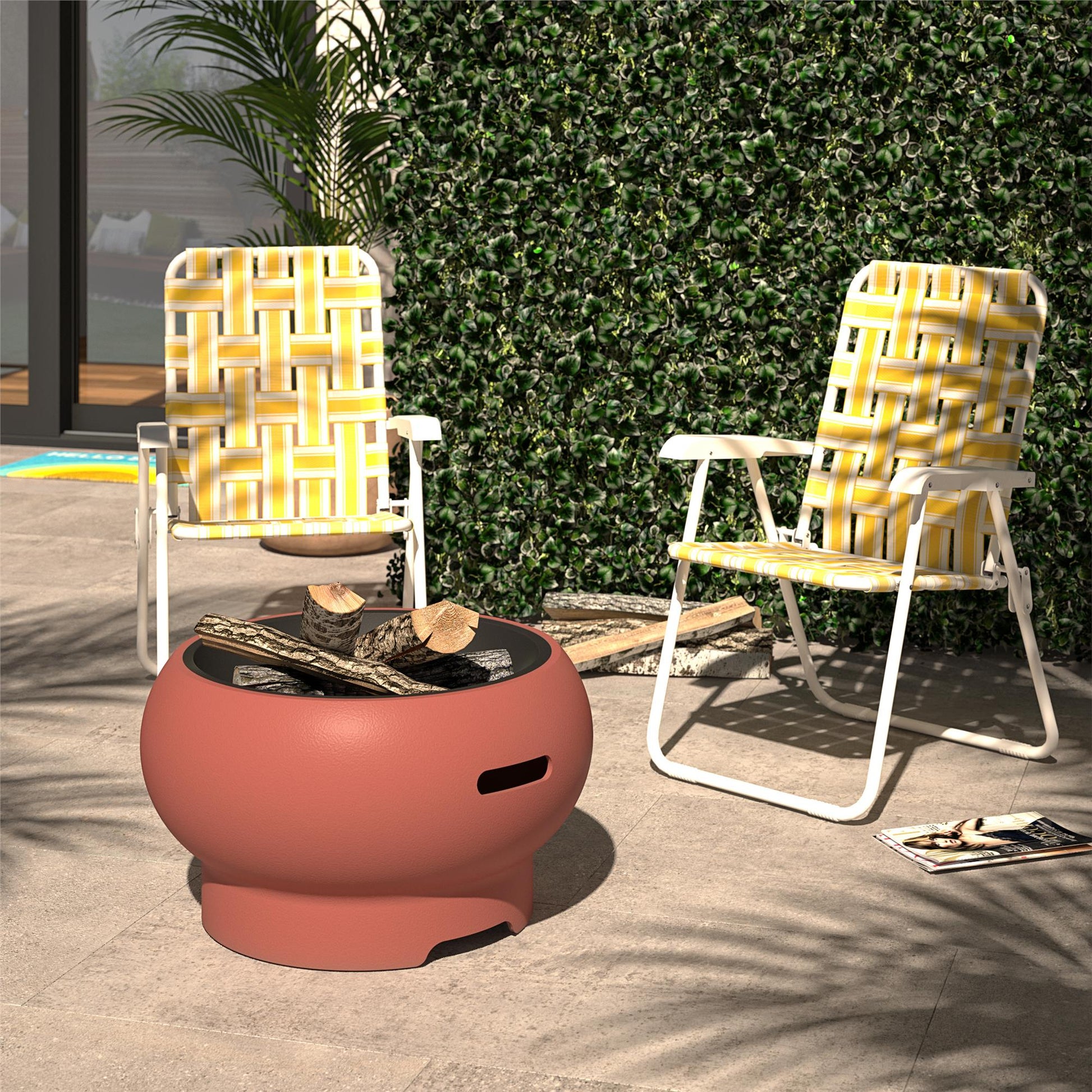 Asher 27" Wood Burning Fire Pit with Grilling Surface - Red