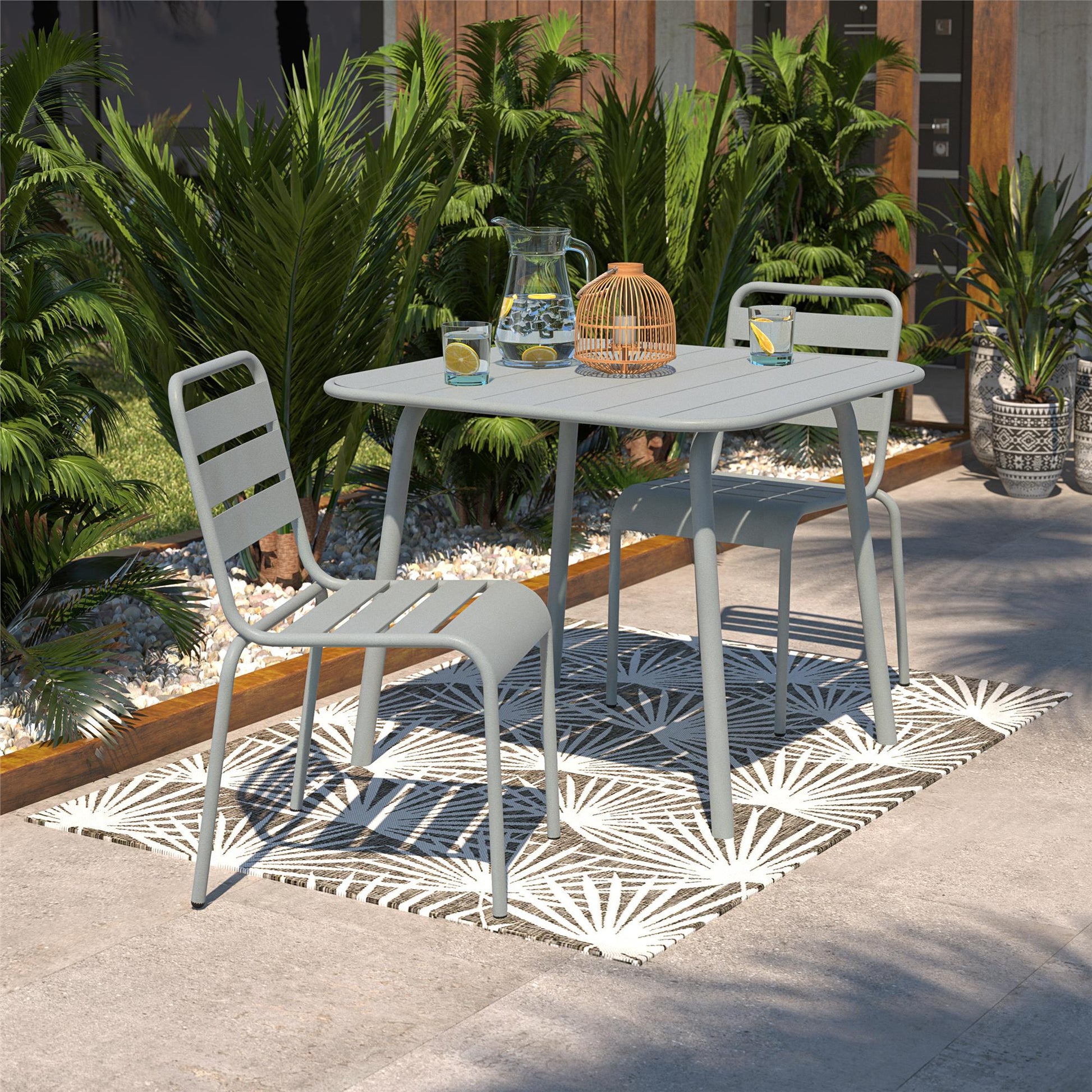 Poolside Gossip June Outdoor/Indoor Stacking Dining Chairs, Set of 2 - Light Gray - 2-Pack