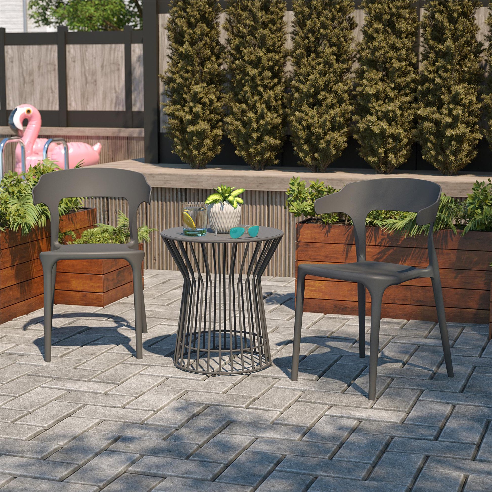 Novogratz Poolside Gossip, Roberta Outdoor/indoor Side Table, Charcoal - Charcoal