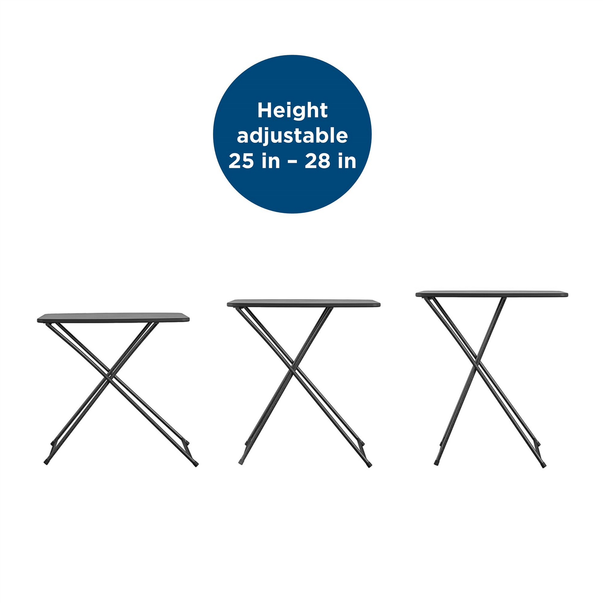 Multi-Functional, Adjustable, Personal Folding Activity Table - Black - 2-Pack