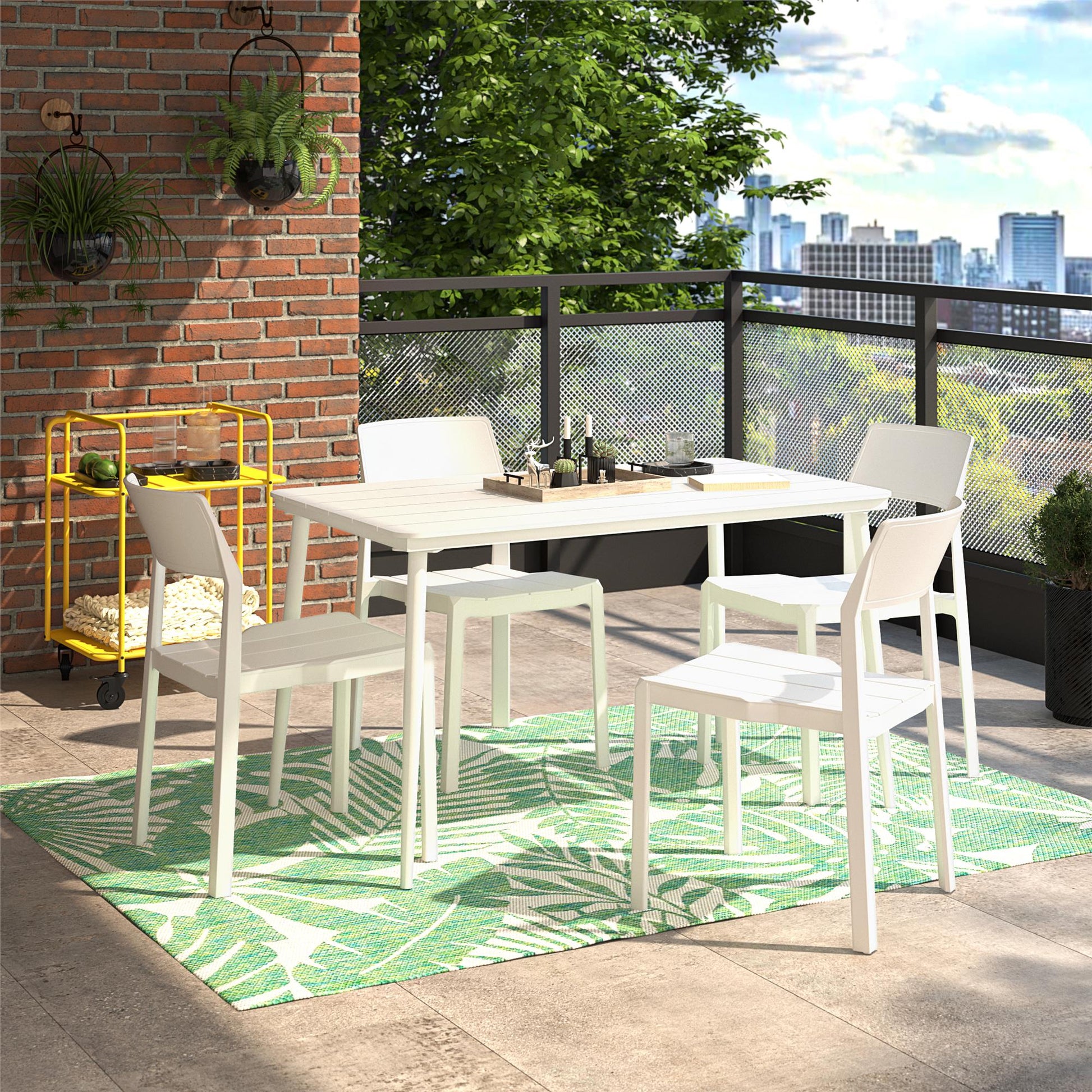 Poolside Collection Chandler Stacking Dining Chairs Indoor/Outdoor, Set of 2 - White - 2-Pack