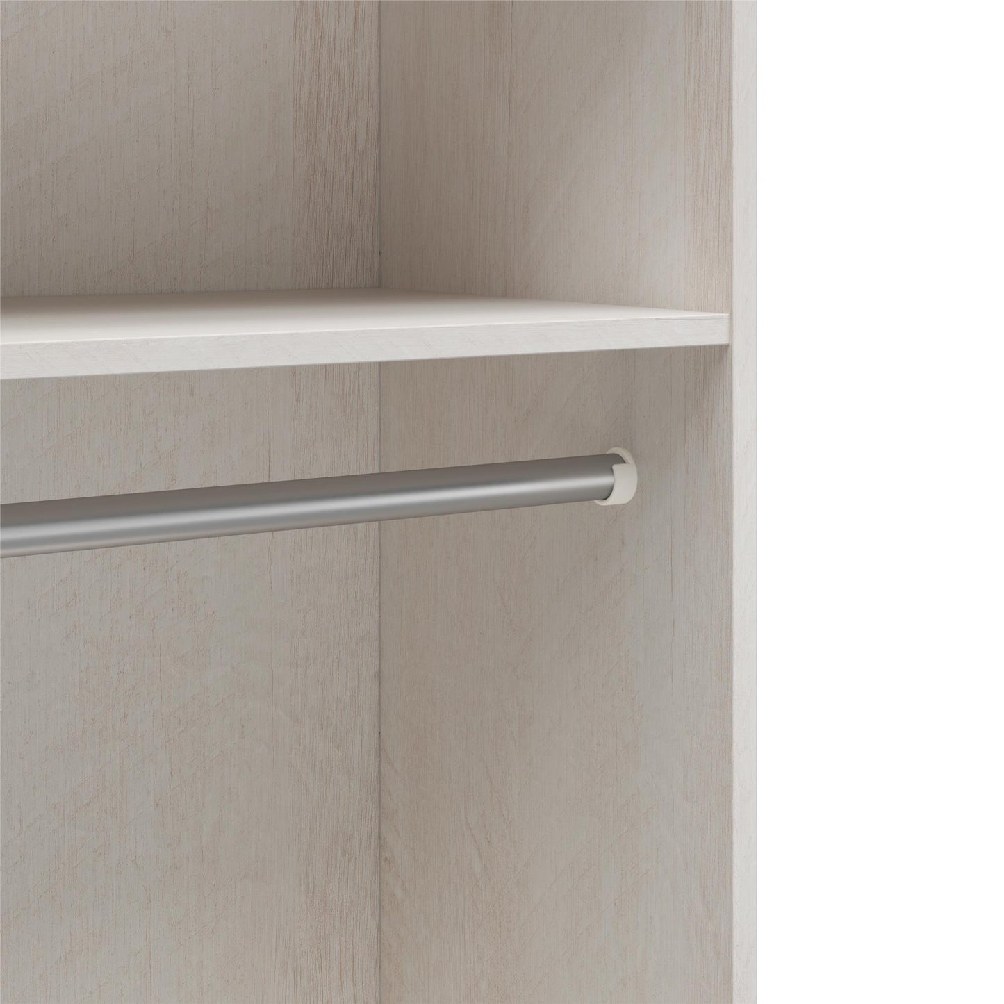 Elba Open Shelf and Hanging Clothing Rod Modular Closest Unit - Ivory Oak