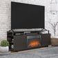 Mason Fireplace TV Stand for TVs up to 65 Inch with 4 Open Side Shelves - Espresso
