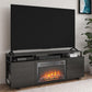 Mason Fireplace TV Stand for TVs up to 65 Inch with 4 Open Side Shelves - Black Oak