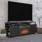 Mason Fireplace TV Stand for TVs up to 65 Inch with 4 Open Side Shelves - Black Oak