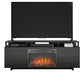 Mason Fireplace TV Stand for TVs up to 65 Inch with 4 Open Side Shelves - Black Oak