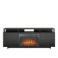 Mason Fireplace TV Stand for TVs up to 65 Inch with 4 Open Side Shelves - Black Oak