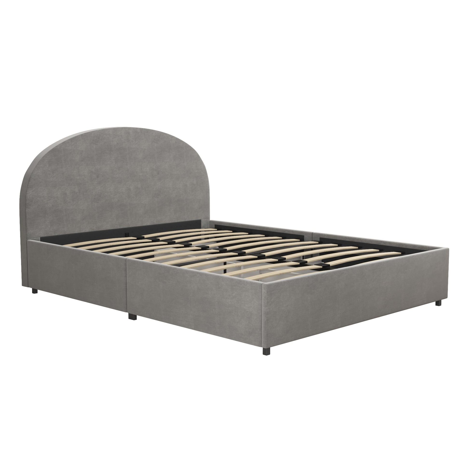 Moon Upholstered Bed with Storage - Light Gray - Queen