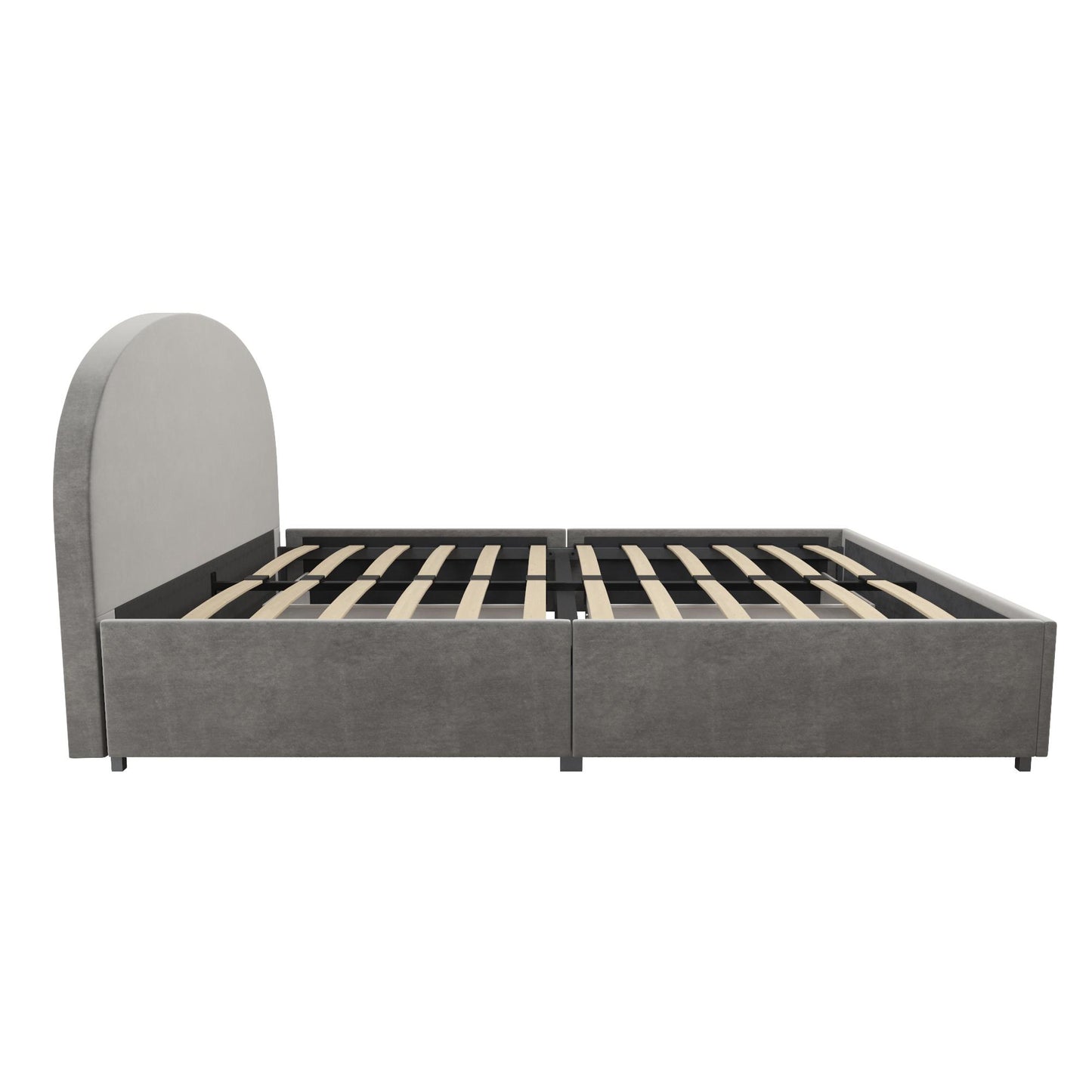 Moon Upholstered Bed with Storage - Light Gray - Queen