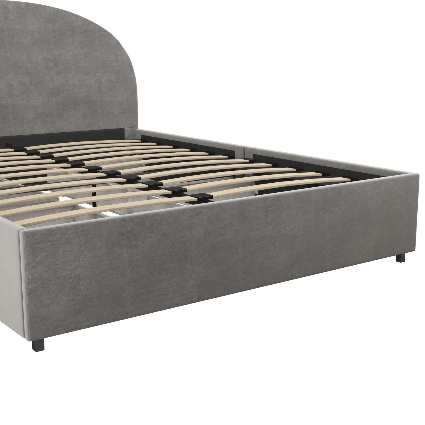 Moon Upholstered Bed with Storage - Light Gray - Queen