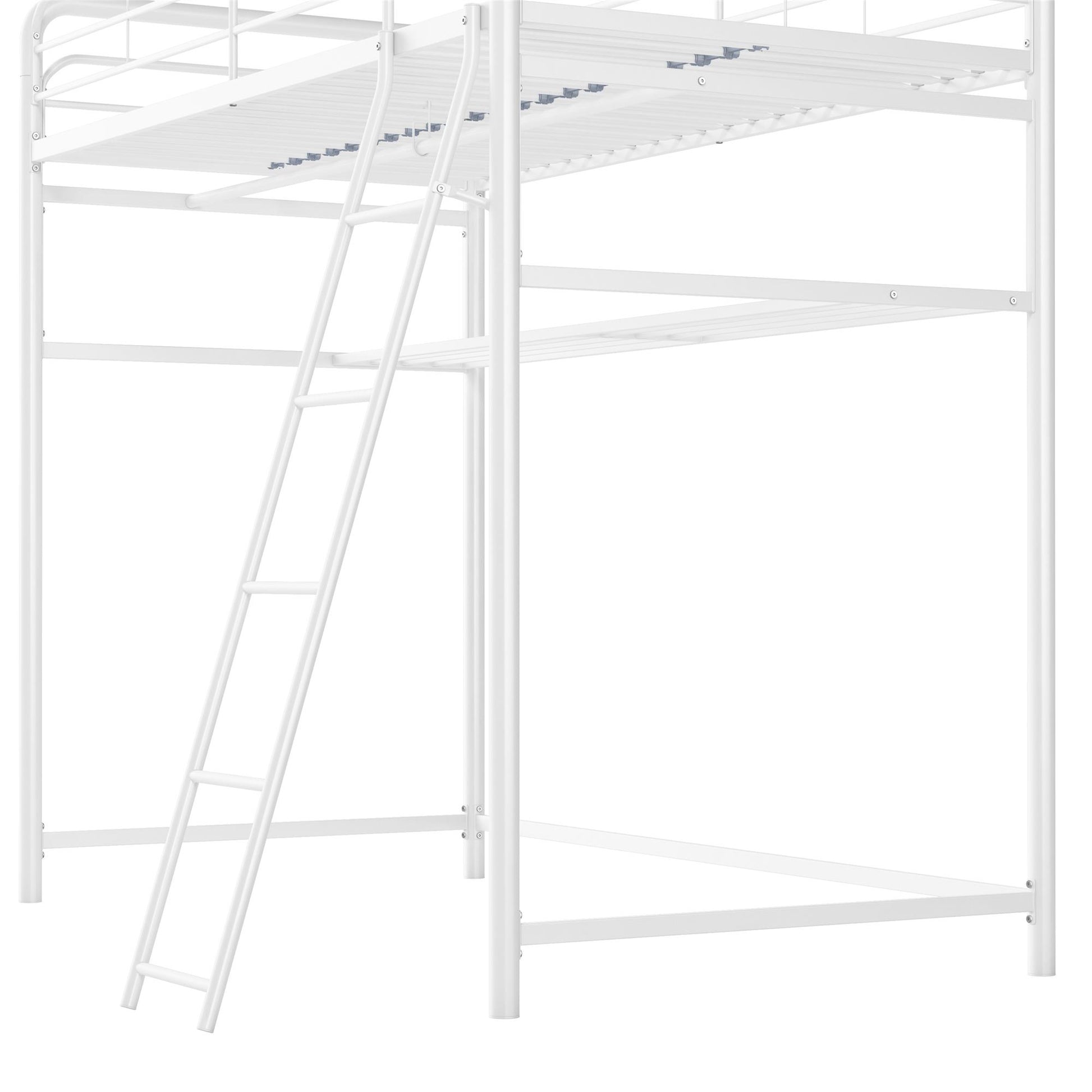 Knox Metal Loft Bed with Under Bed Closet Storage Rod - White - Twin
