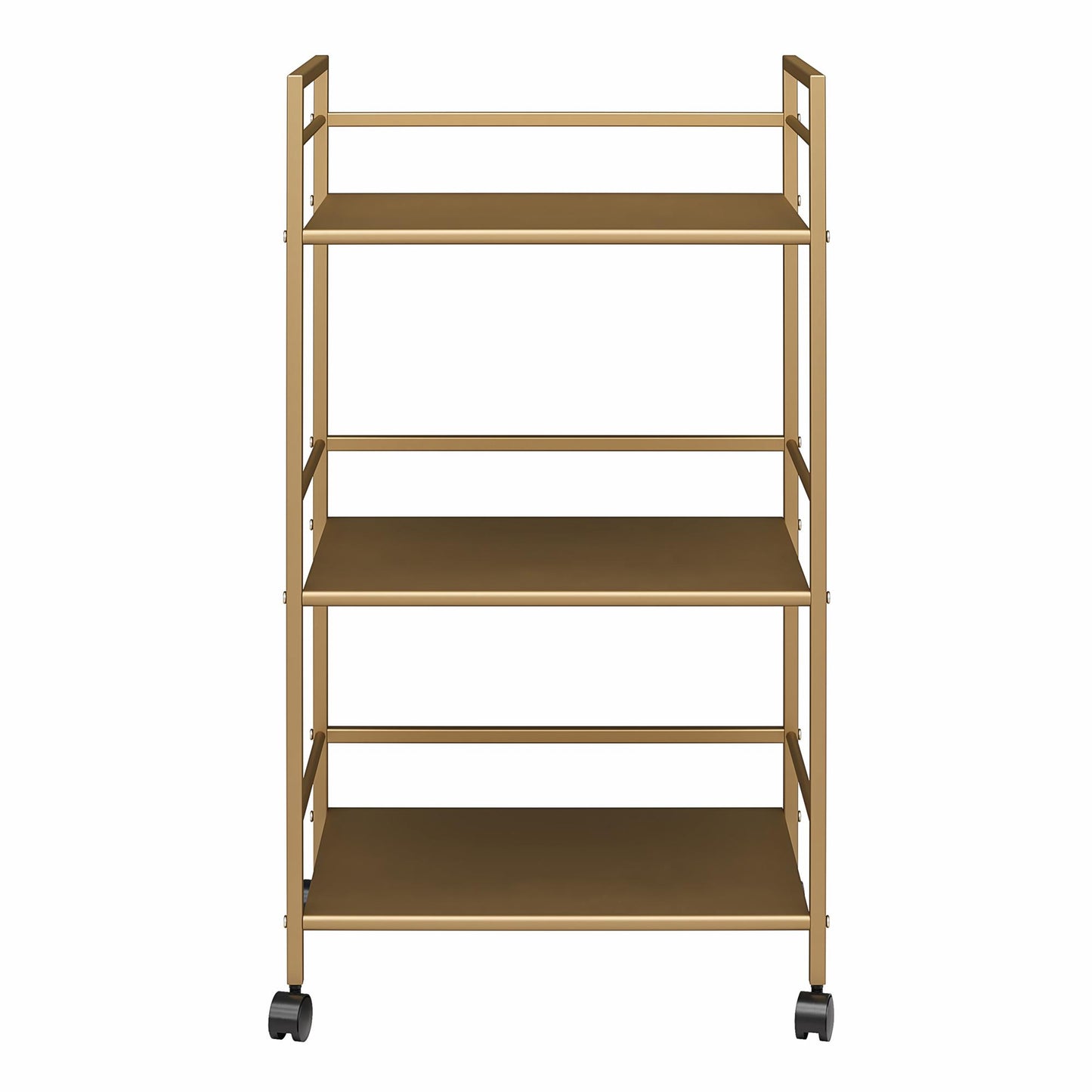 Helix 3 Shelf Metal Rolling Utility Cart, Gold - Gold