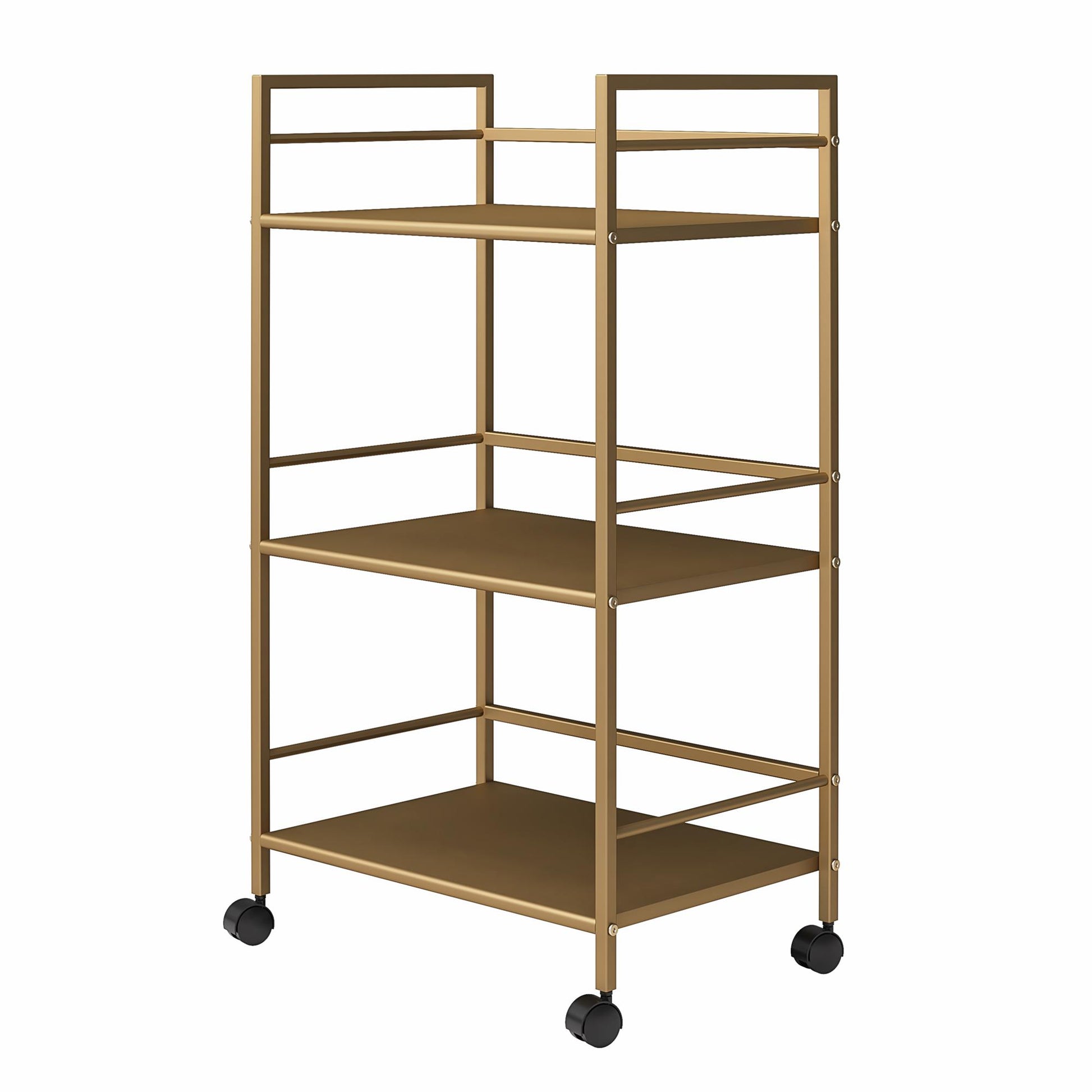 Helix 3 Shelf Metal Rolling Utility Cart, Gold - Gold